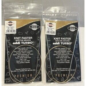 Lot of 2 Skacel Addi Turbo Knit Faster 24” US 0 - 2.0mm / 24” US 1  - 2.5mm NEW